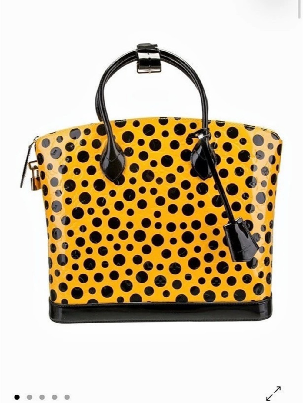 Louis Vuitton x Yayoi Kusama Monogram Vernis Lockit MM Tote in Yellow & Black